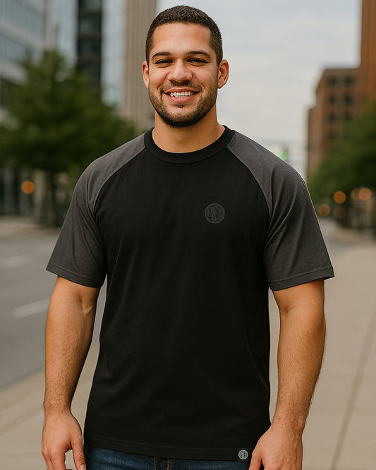 BLACK RAGLAN OVERSIZE T-SHIRT