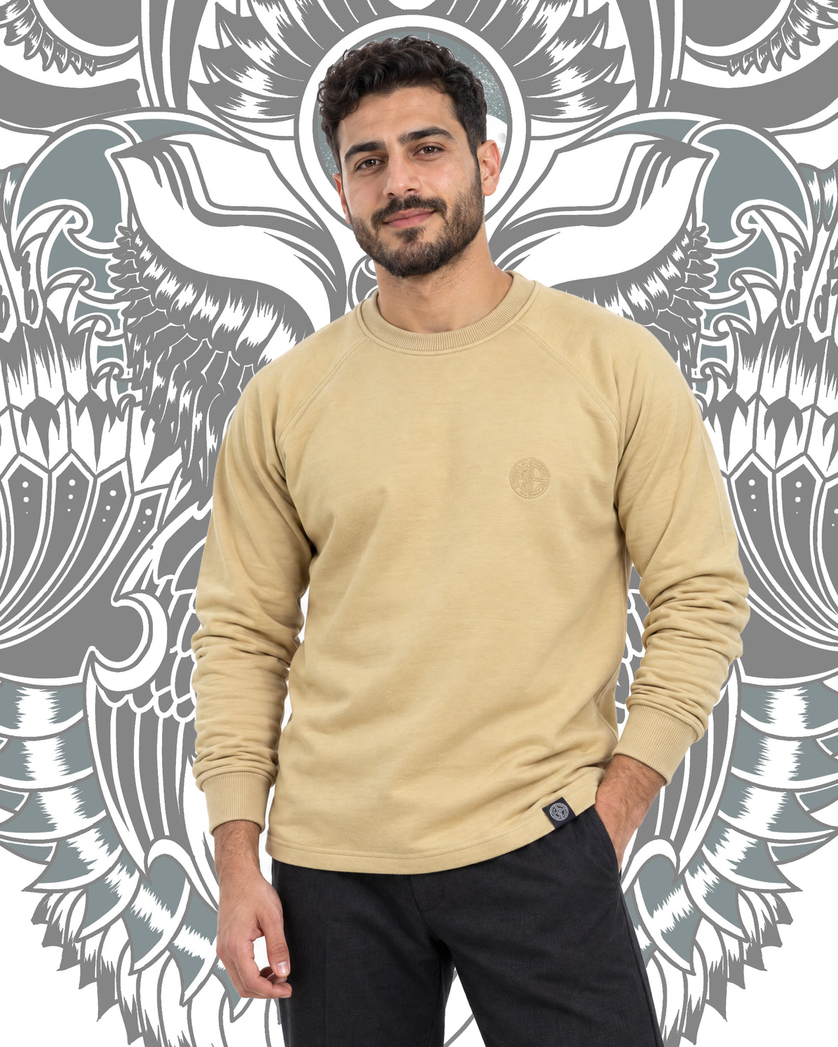 BEIGE RAGLAN ROUND SHIRT