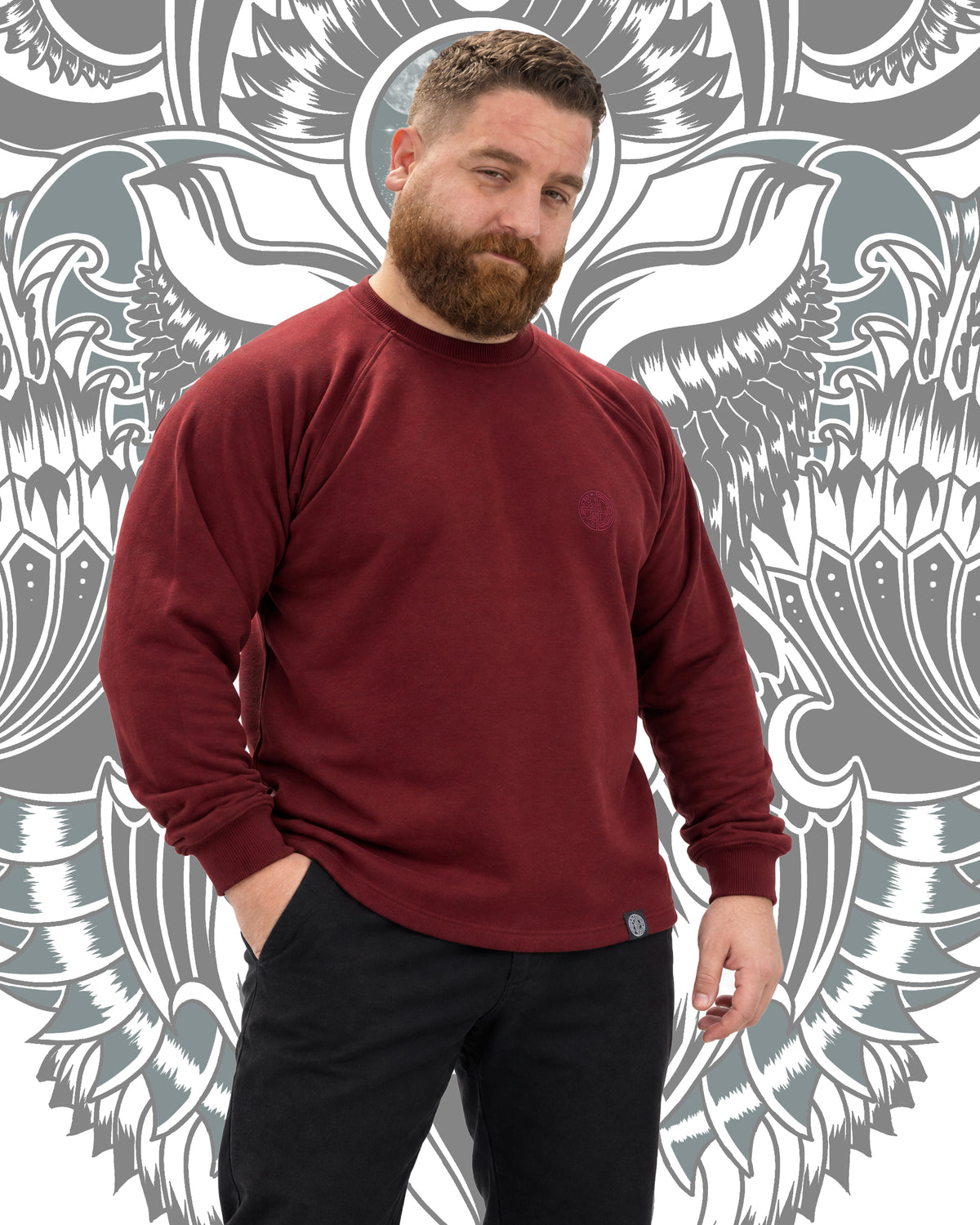 DARK MAROON RAGLAN ROUND SHIRT