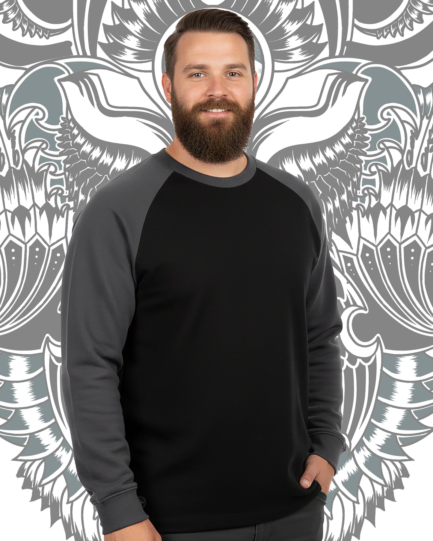 BLACK RAGLAN ROUND NECK