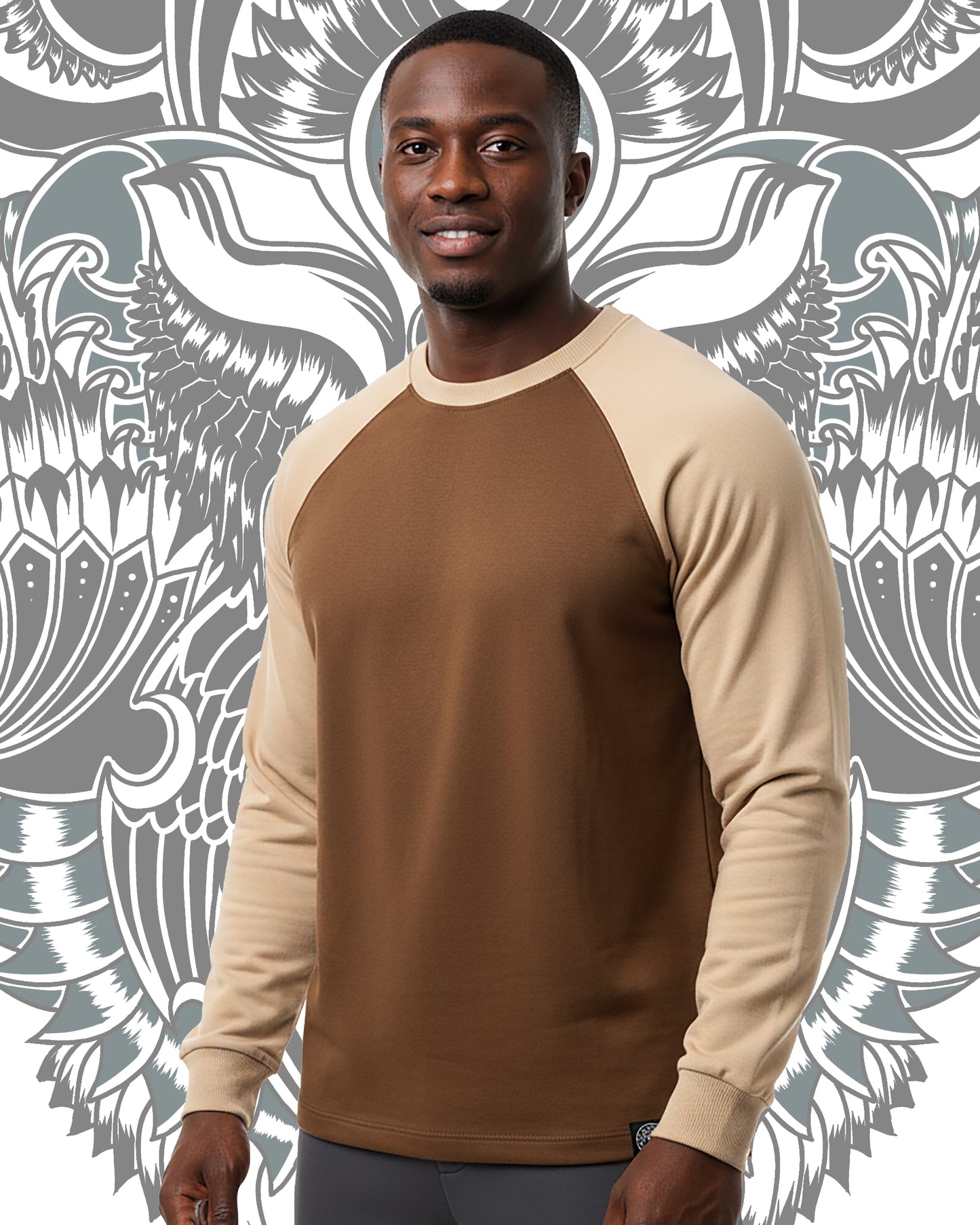 BROWN RAGLAN ROUND NECK