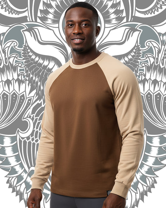 BROWN RAGLAN ROUND NECK