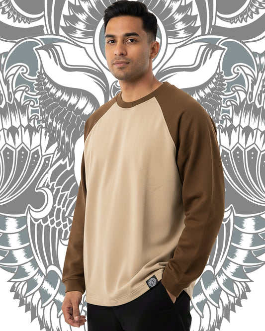 BEIGE RAGLAN ROUND NECK